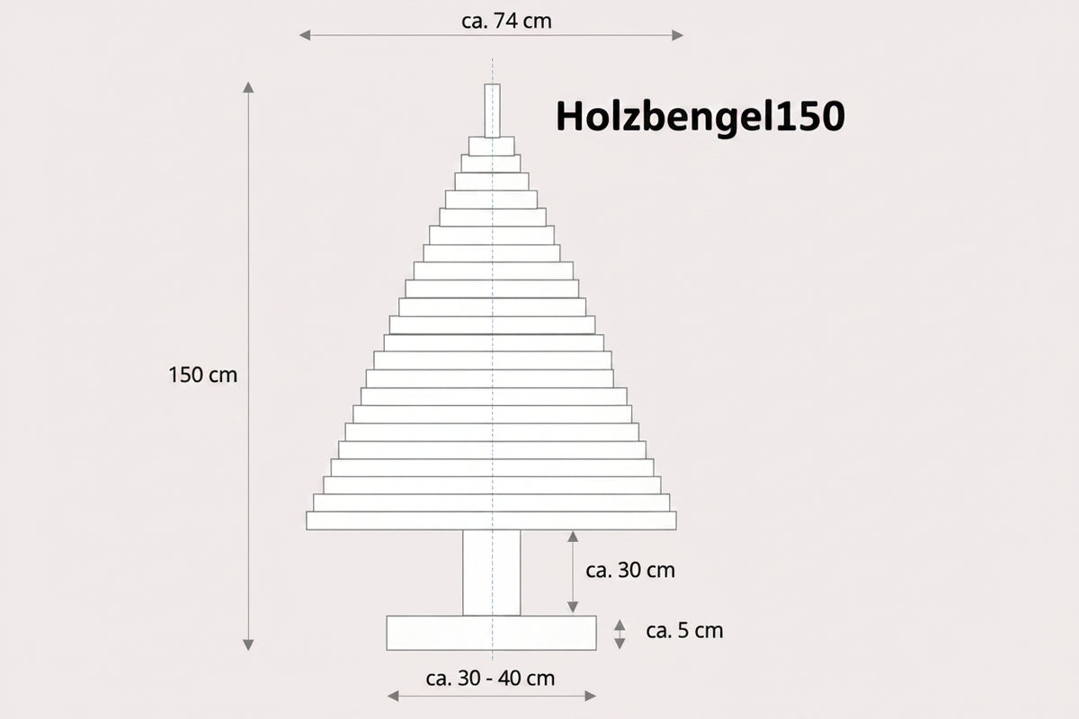 wiederverwendbarer Holzweihnachtsbaum Holzbengel - 150cm