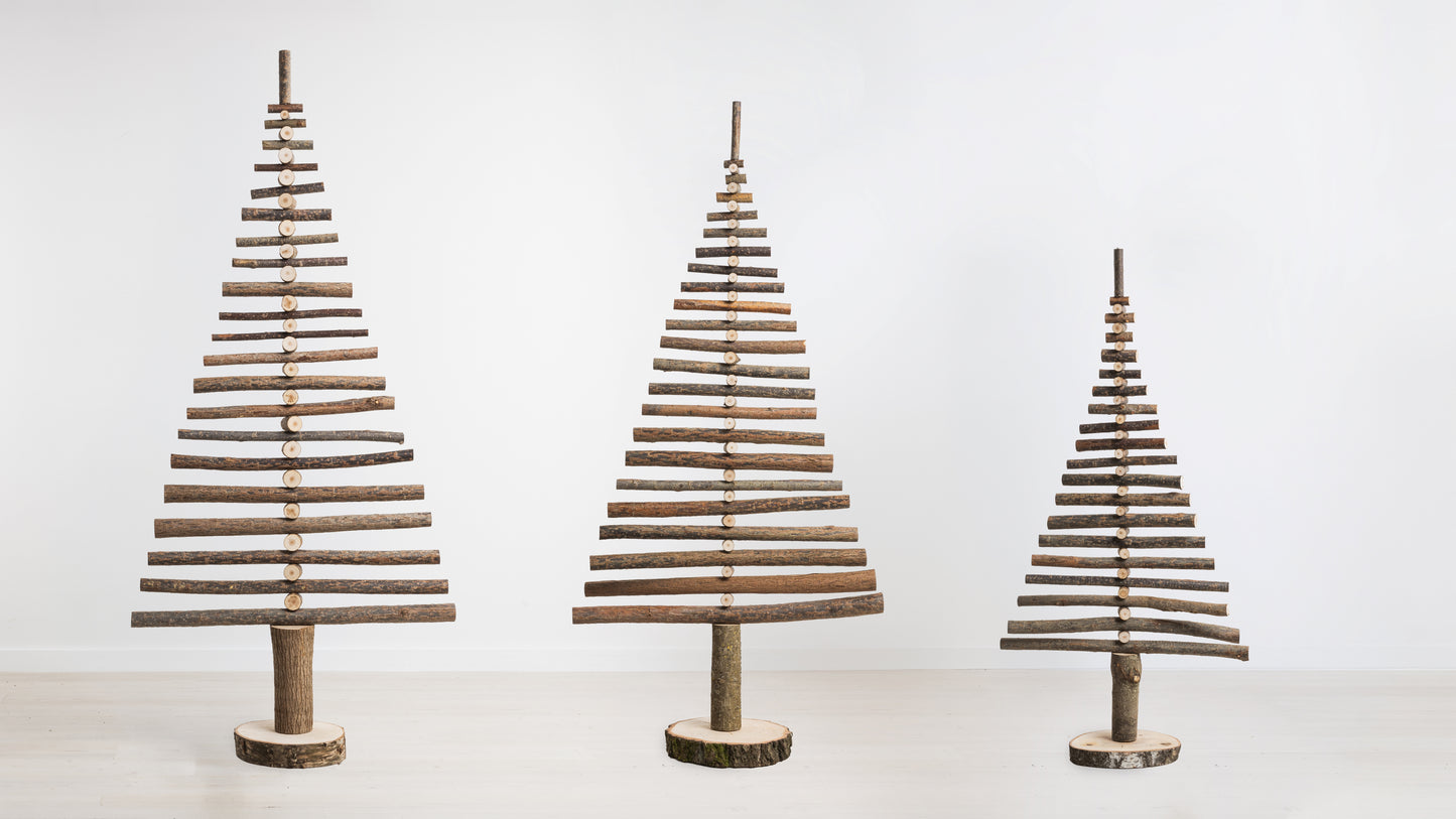 Nachhaltiger Holzweihnachtsbaum Holzbengel SLIM - 210 cm
