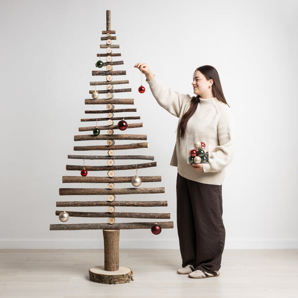 Nachhaltiger Holzweihnachtsbaum Holzbengel SLIM - 210 cm