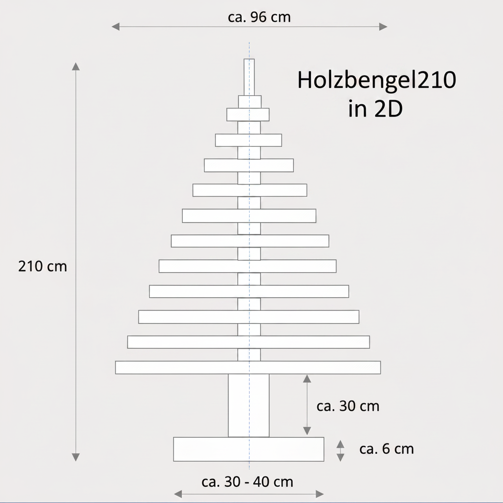 Nachhaltiger Holzweihnachtsbaum Holzbengel SLIM - 210 cm