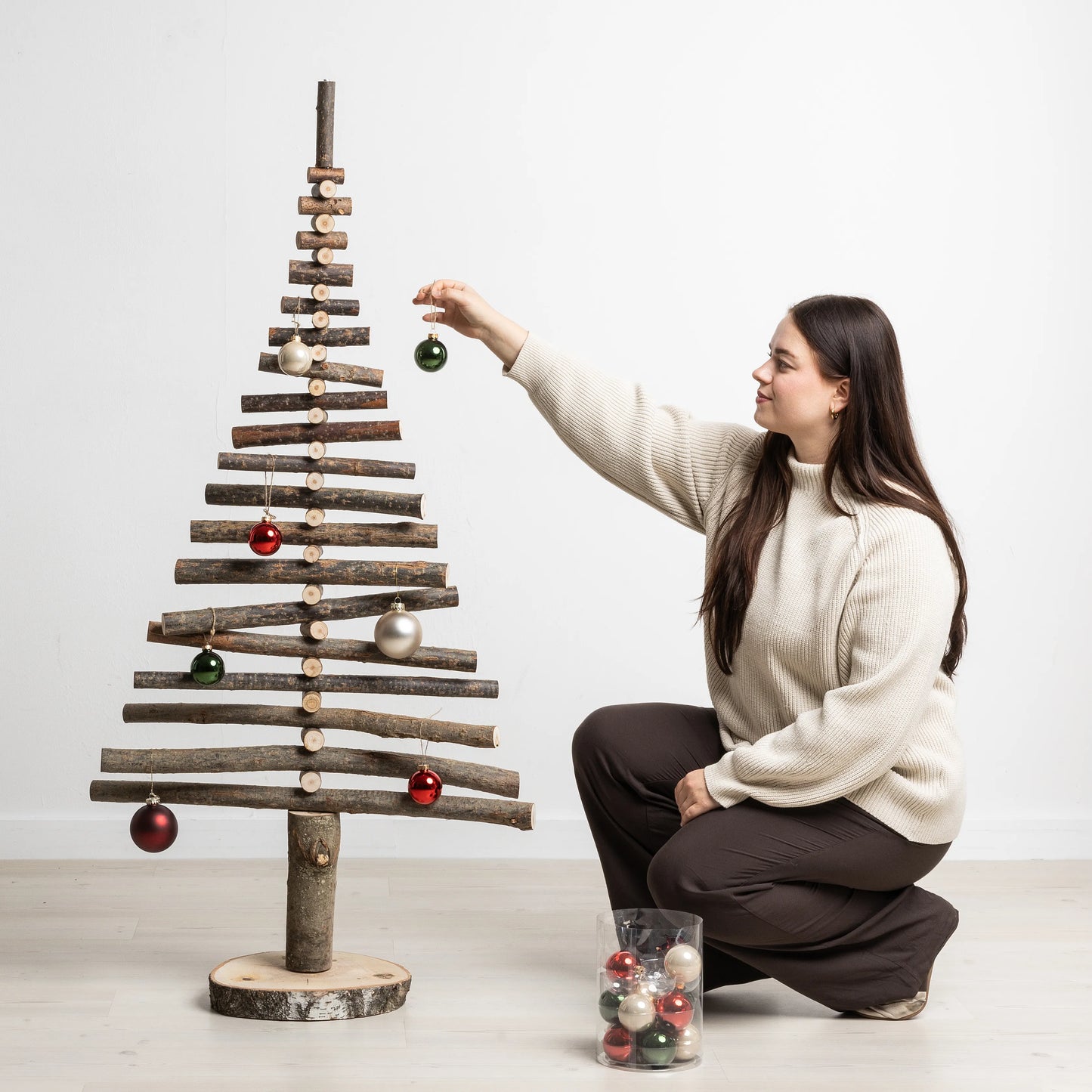 Nachhaltiger Holzweihnachtsbaum Holzbengel SLIM - 150 cm